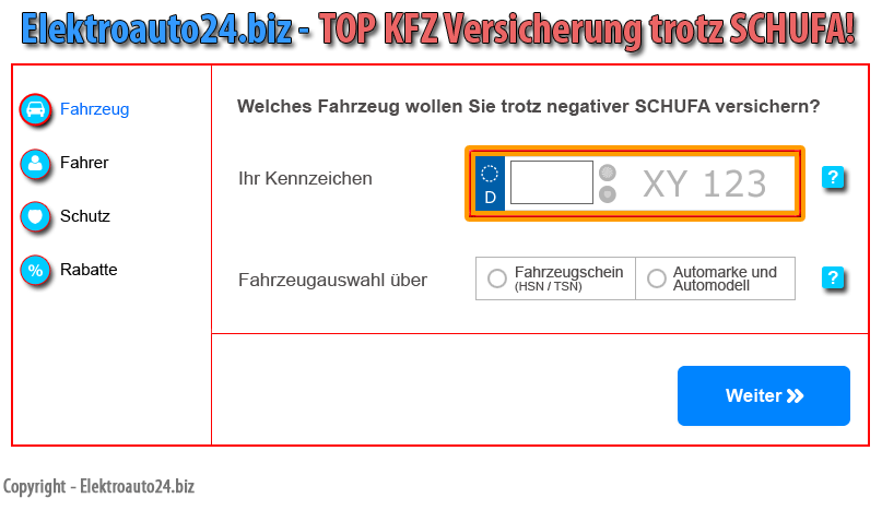 Elektroauto KFZ Versicherung ohne SCHUFA vergleichen